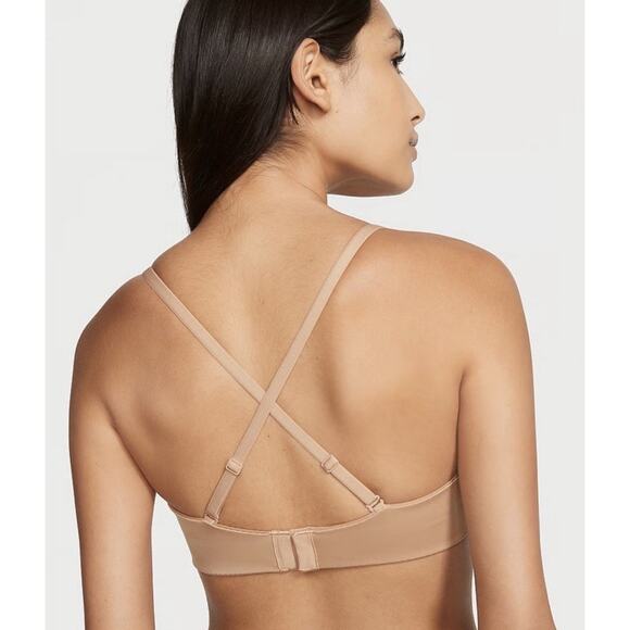 Victoria Secret Lined Strapless Bra 32 D Nude Tan Padded Underwire NWT - Picture 6 of 9